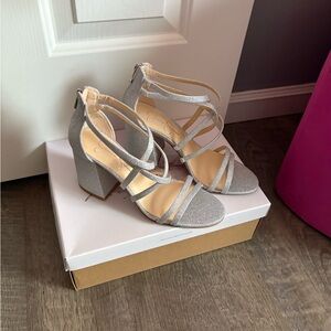 Silver Strappy Heeled Sandals